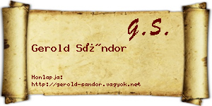Gerold Sándor névjegykártya